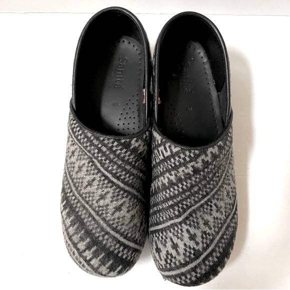 Sanita Women’s Wool Gray Fair Isle Clogs Size EU 41/US 10 - Picture 2 of 11